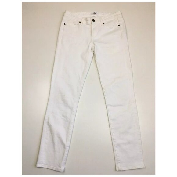 PAIGE Optic White Skyline Skinny Peg 5 Pocket Logo Hardware Jeans - Picture 1 of 15